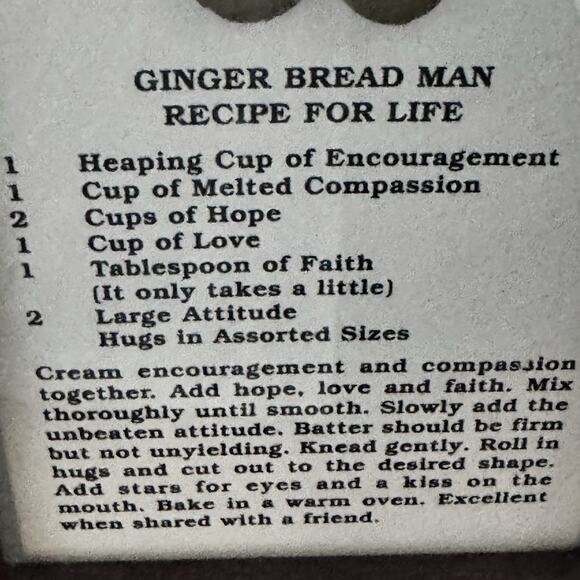 Ginger Bread Man Recipe for Life Wall Hanging Vintage - Picture 6 of 9